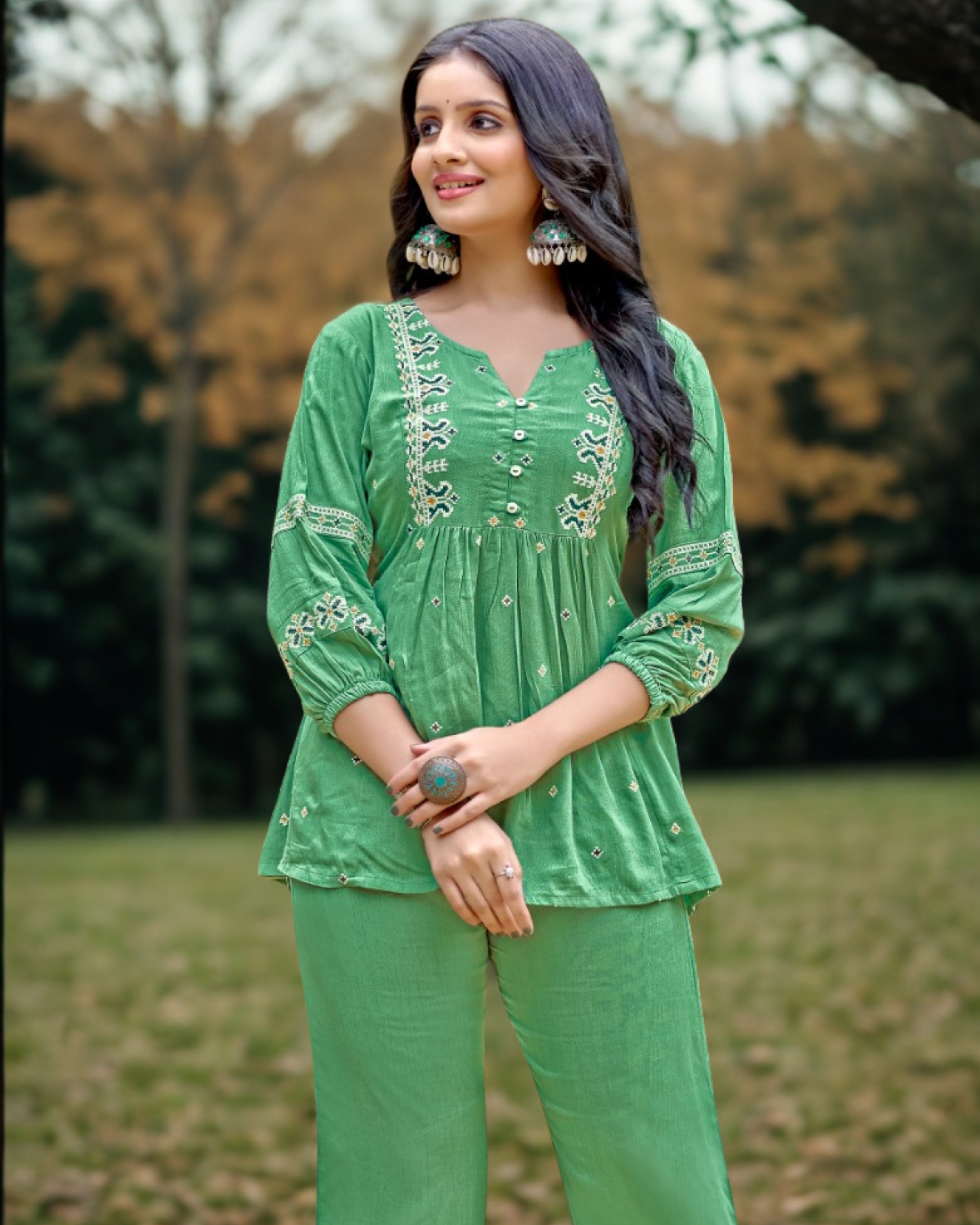 Muted Green Embroided Co-ord Set