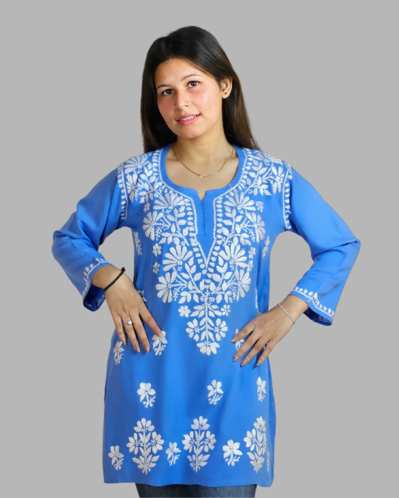 Untitled_design_8_8f034dd4-3cc5-4234-bf6a-76d42a5504dd Powder Blue Plain Chikankari Short Kurti
