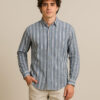 Premium Oxford Cotton - Grey Vertical Stripes Casual Shirt (SF)