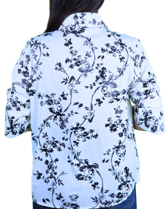 White Floral Print Top