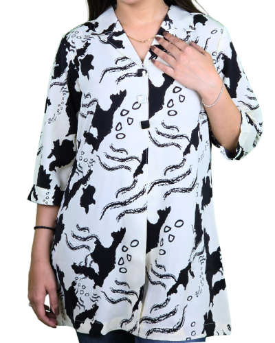 White_V_Neck_Glam_Print_Long_Top_1 white v neck top_trooking