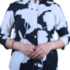 White With Black Print Shirt for Women