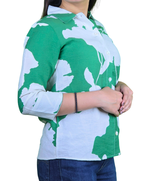 White_With_Green_Print_Shirt_1 women white with green print shirt