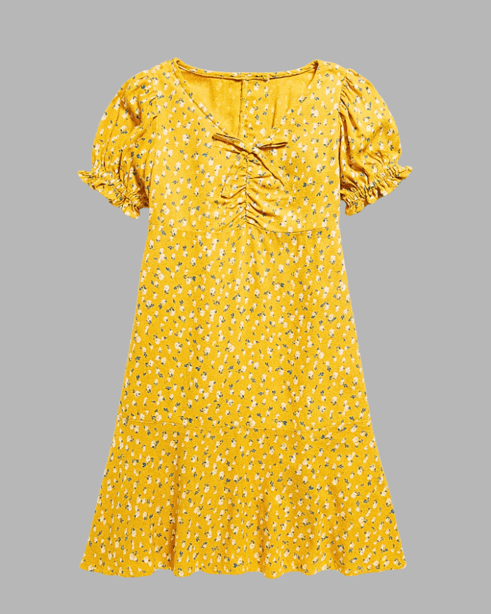 yellow crepe dress for girls_trooking