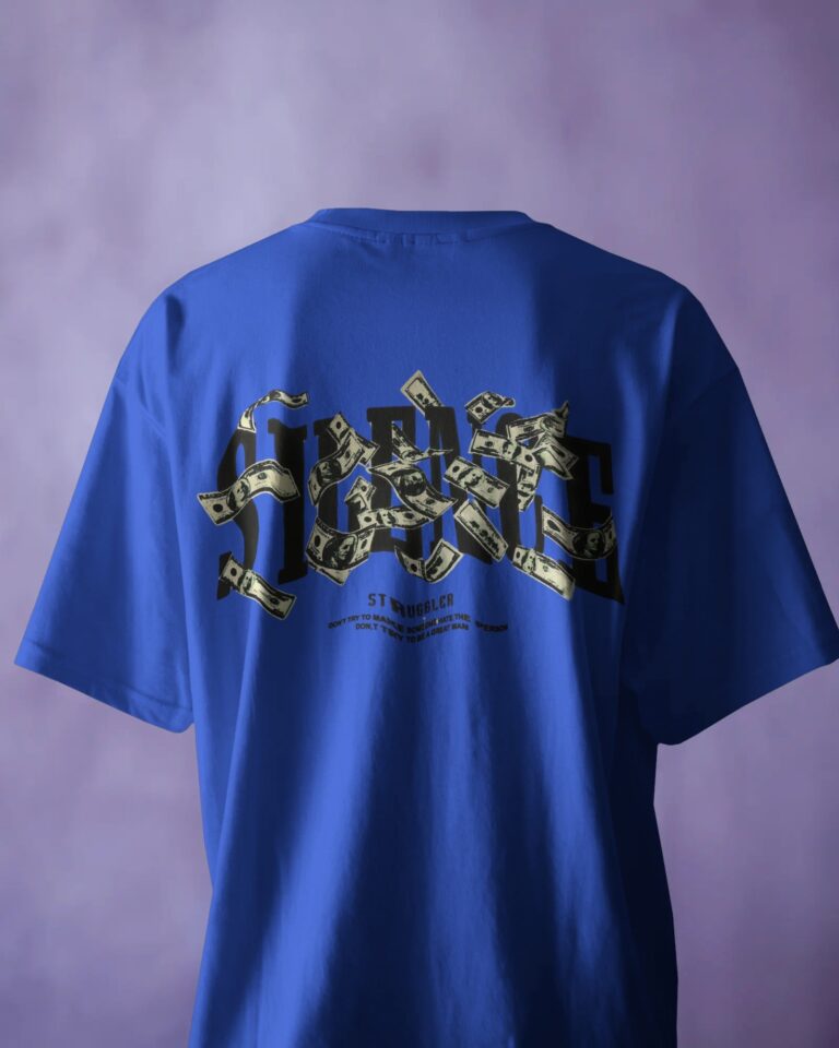 Dark Blue Short-Sleeved, Oversized T-shirt