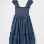 kid's Blue Denim  Sleeve Less Tiered Dress