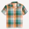 Multi Plaid Short-Sleeve Textured-Dobby Shirt for Boys