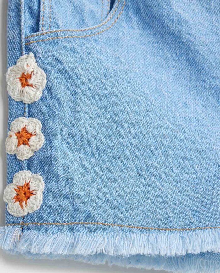 Washed Denim Shorts with Adjustable Belt