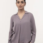 Levender V  Neck Pintex Top