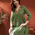 green floral embroidered co-ord set for women