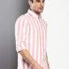 Premium Oxford Cotton Peach Stripes Casual Shirt (SF)