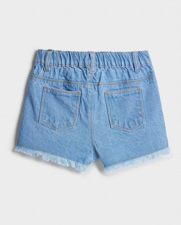 Washed Denim Shorts with Adjustable Belt