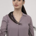 Levender V  Neck Pintex Top