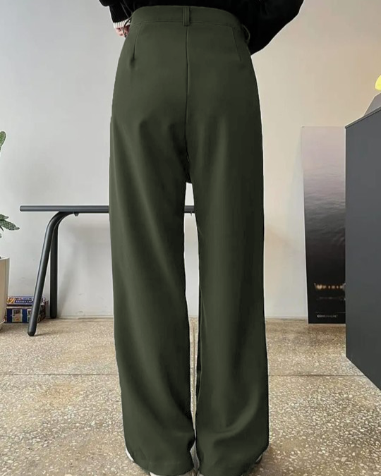 Green Straight Fit Tailored Pants