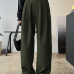 Green Straight Fit Tailored Pants