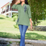 mahendi-green-rayon-embroidered-tunic Light Green Tunic Top