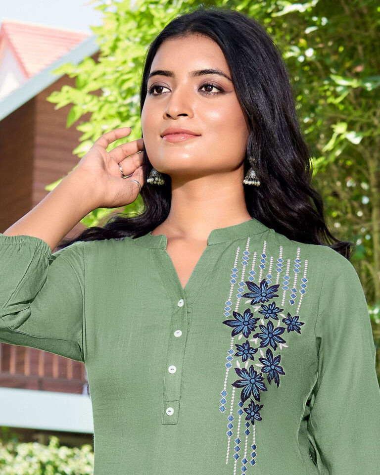 mahendi-green-rayon-embroidered-tunic_2 Light Green Tunic Top