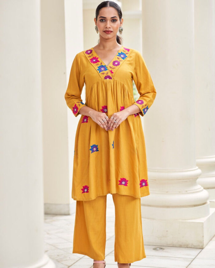 Yellow Embroided Co-ord Set