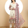 Off White V Neck A Line kurta Set