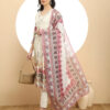 Off White V Neck A Line kurta Set