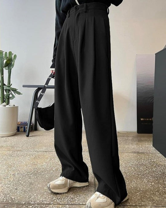 Black Straight Fit Tailored Pants